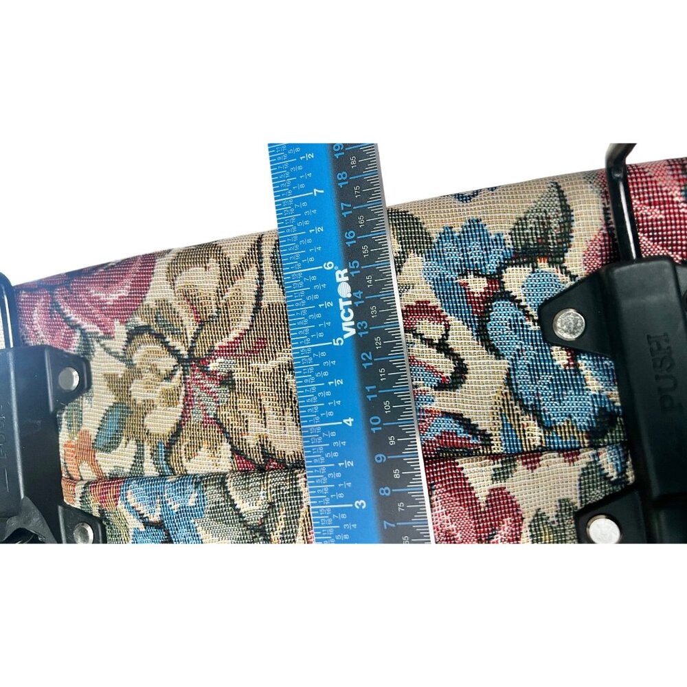 Vintage Floral Tapestry Rolling Shopping Bag 12" x 6.75" x 26.5" Granny Core - Picture 9 of 16